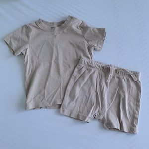 Khaki matching shirt and shorts set - 6 months